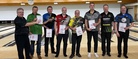 Pori Senior Open 2025 finaalin parhaat Veli-Matti Tissarinen (vas), Timo Raatikainen, Jaakko Polttila, Kari Murtomäki, Mika Oksanen, Riku Rosenvall, Kai Virtanen ja Jarmo Sinilaakso